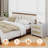 Natural Linen Nightstand, Boho Bedside Table End Table With Quiet Soft Close Drawer, Wood Farmhouse Large Night Stands With Charging Station For Bedroom, Ash-117002128-117002129