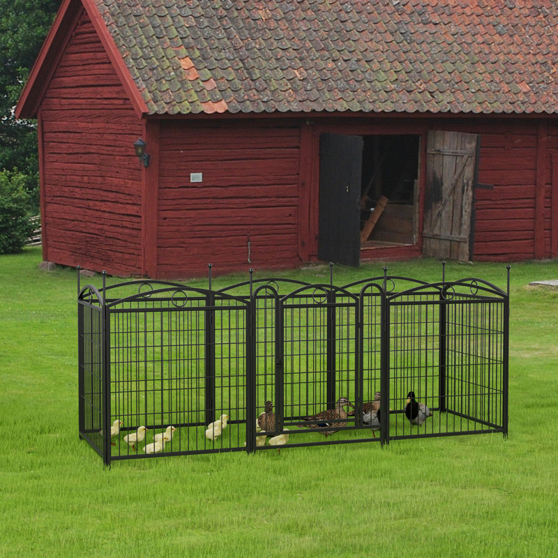 Parc pour chien pliable en métal 32 pouces - 8 panneaux de clôture robustes avec portes pour l'extérieur