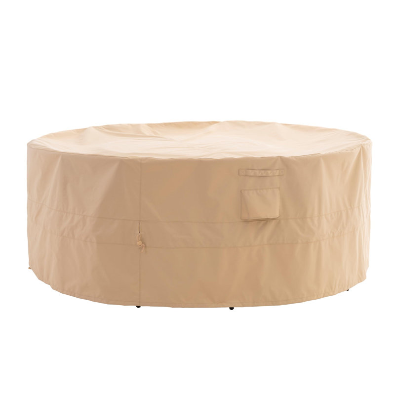 Waterproof Round Patio Furniture Cover, 110" D x 31" H, 1-Piece, (Beige), Beige