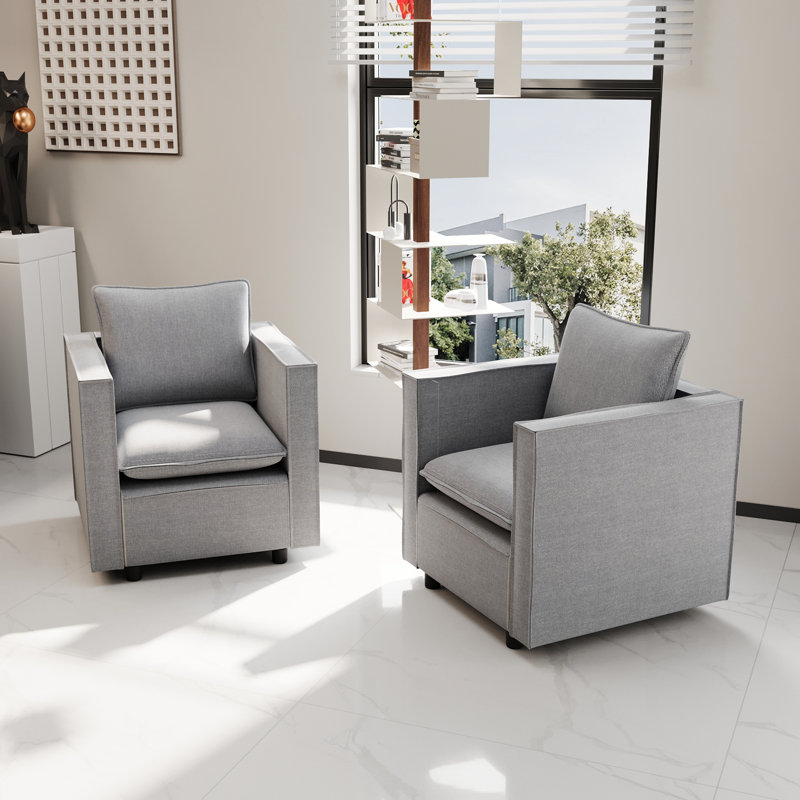 Fauteuil à siège simple moderne gris avec coussin respirant, convient aux accoudoirs à coussins moelleux de style salle de lecture pour se détendre dans la chambre à coucher / coin lecture