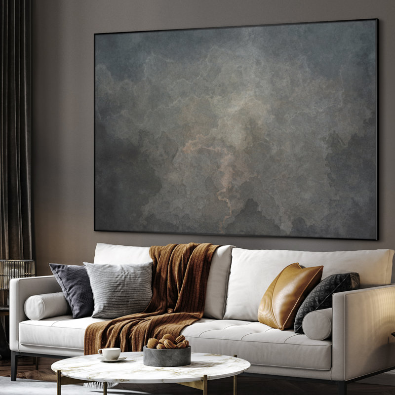 Extra Large Wall Art Fabric Print - Moody Weather-Inspired Contemporary Spaces Artwork Decor for Living Room or Bedroom - "Frame Assembly Required (Unfinished Frame)"