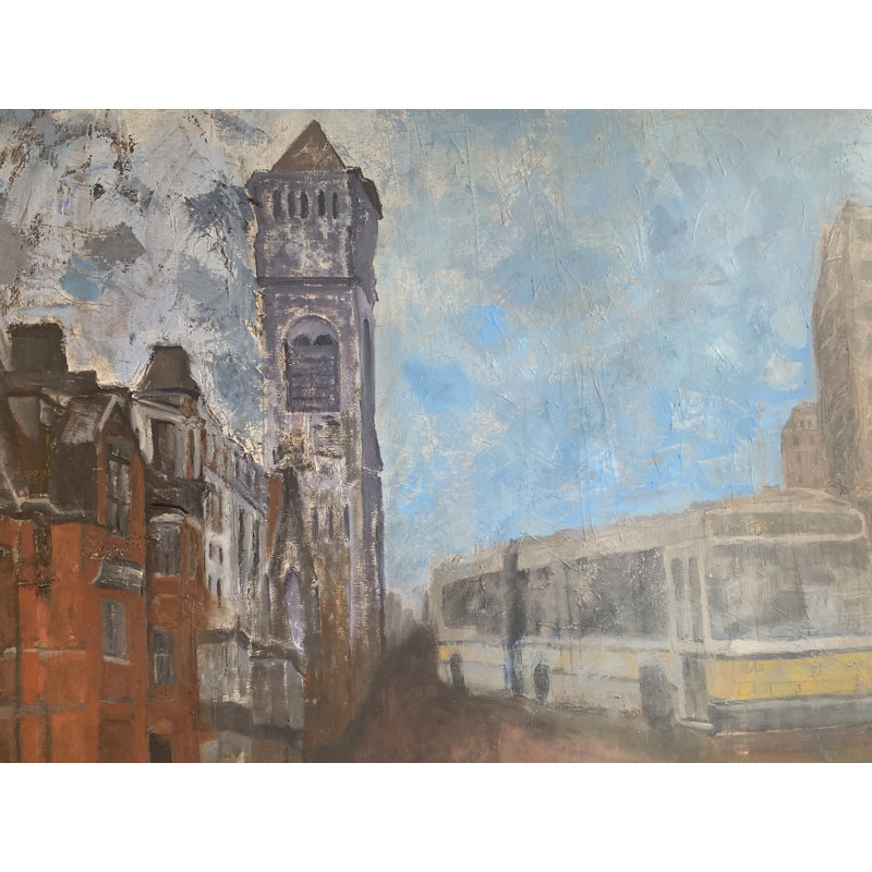 Bus On Clarendon Street Print by Sol Hartman, 25.25" H x 31.25" W, Black Framed Paper