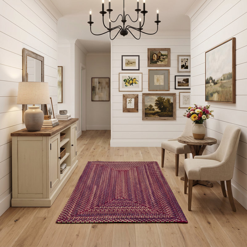 Tapis d'intérieur réversible tressé Maplewood, Vin multi, Rectangle de 5 pi x 8 pi