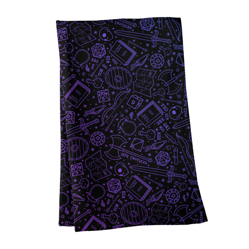Serviette à thé à motif lines rpg Mcguigan, Polyester sergé, Noir / Mauve