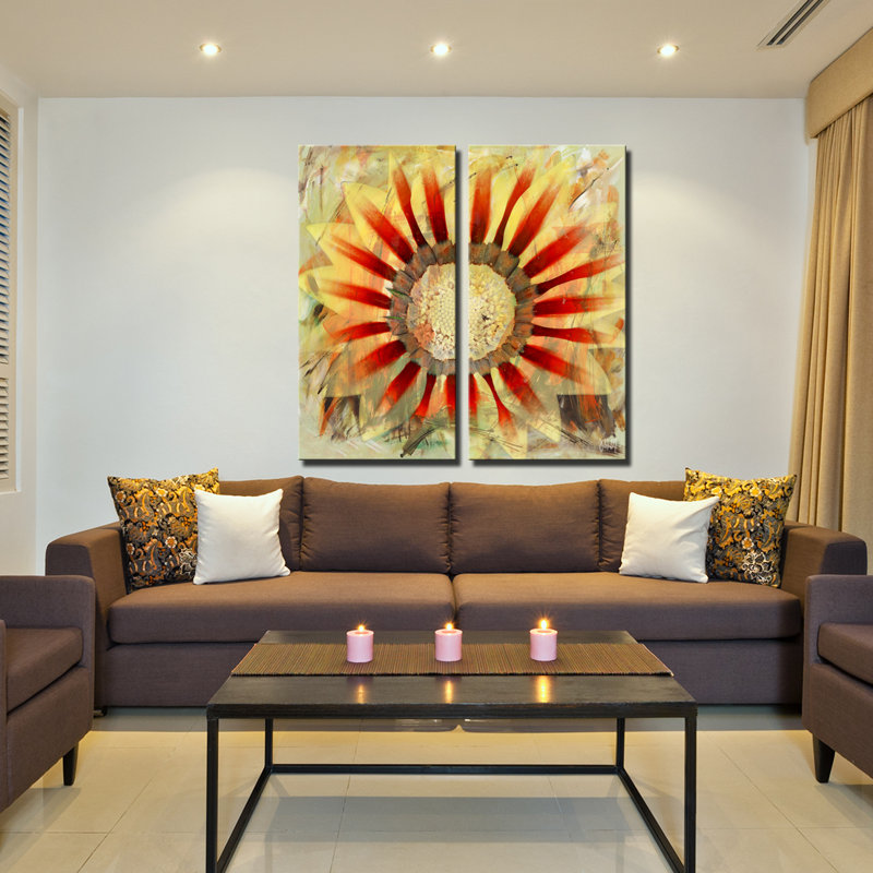 " 'Painted Petals XLV' " by Ready2HangArt™ 2 - Pieces, 24'' H x 24'' W x 1.5'' D