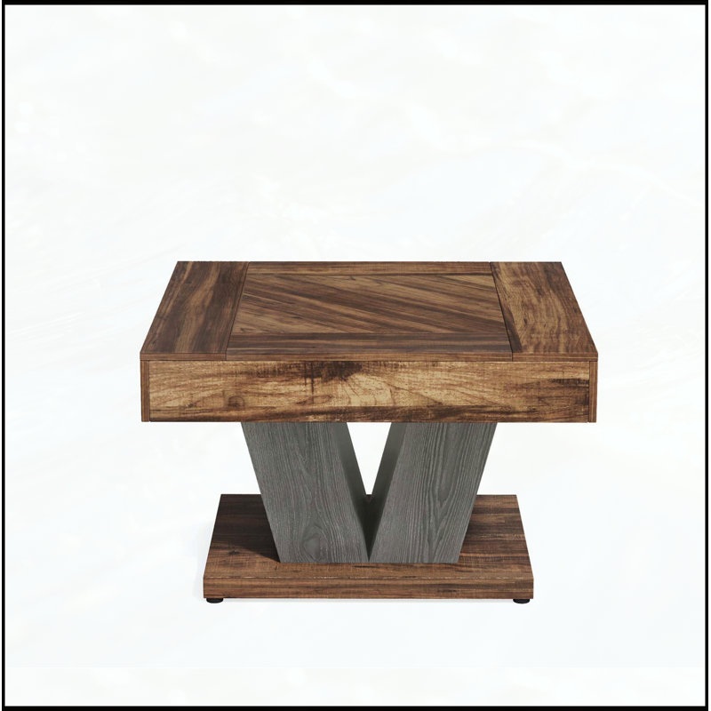 Table basse carrée 31,5 po - Table de chevet moderne en bois rustique