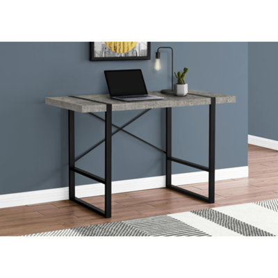 Computer Desk, Home Office, Laptop, 48"L, Work, Grey Laminate, Black Metal, Contemporary, Modern