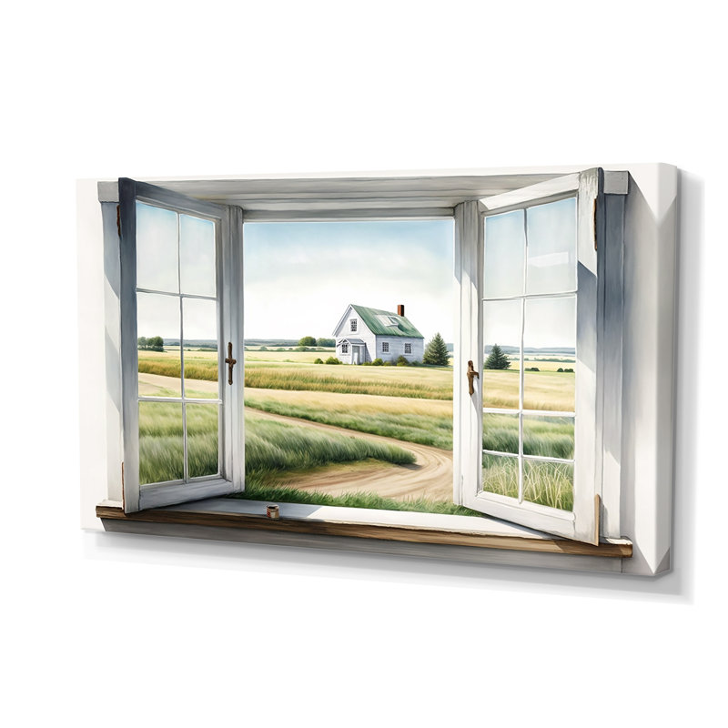 Window To Landscape Views II - Paysage de ferme sur toile, art mural 