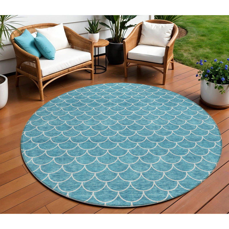 Tapis rond bleu 8 po