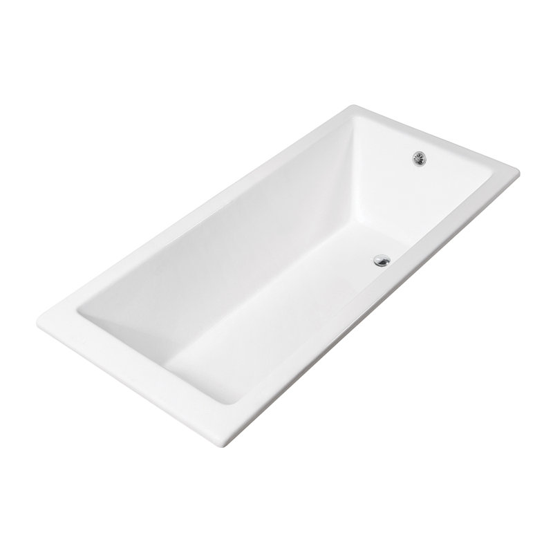 Baignoire de trempage encastrée 67 "avec plateau en bambou 67" Streamline, Chrome poli