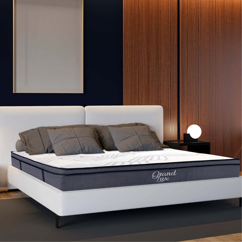 Très grand lit, matelas de 14 po, housse souple, mousse alvéolée, amélioration du débit d'air, support de ressorts ensachés, soulagement des pointes, emballage compact. Matelas en mousse avec tricot, plusieurs couches, système pour