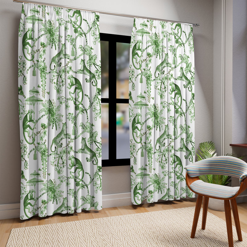 Rideau transparent en polyester Kaine, Vert/blanc