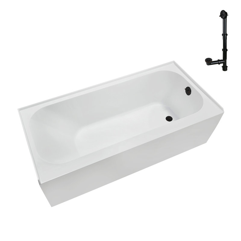 Streamline 60 in. x 30 in. Acrylic Right-Hand Drain Alcove Bathtub in Glossy White With External Drain