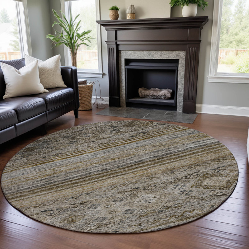 Premium Machine Washable Jaylin AMF1219 Global Rug, Round 8'