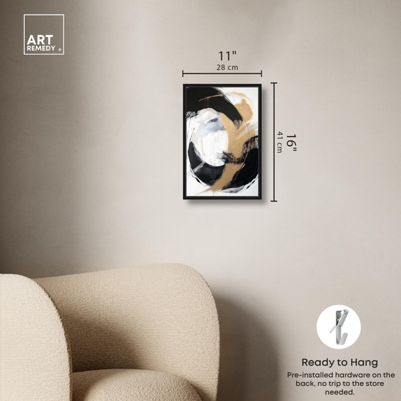 Toile Golden Ratio par Art Remedy, Noir, H 16 po x l 11 po, Cadre flottant