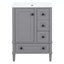 Ce meuble-lavabo gris de 24 pouces avec lavabo en céramique intégré comprend une tablette à double couche, des tiroirs à fermeture en douceur et une porte d'armoire à fermeture en douceur.-119197752