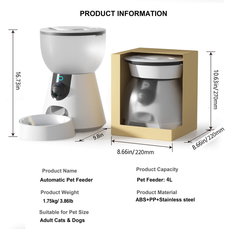 IYPET 4L Smart HD Visible Automatic Pet Feeder, White