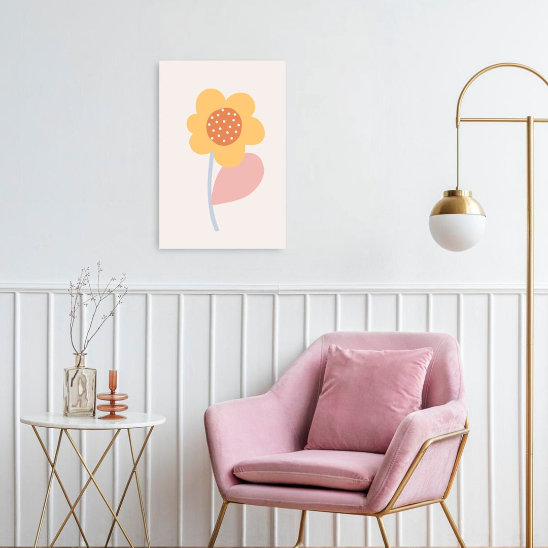 Whimsical Yellow Bloom Modern Playful Abstract Flower Nature Wall Art Print