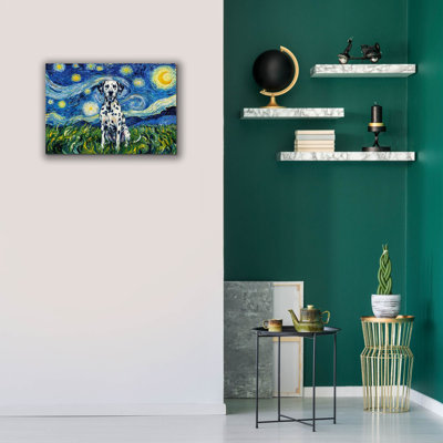 «Dalmatian Starry Night» par Rich Monet, art mural sur toile, 26 po x 18 po