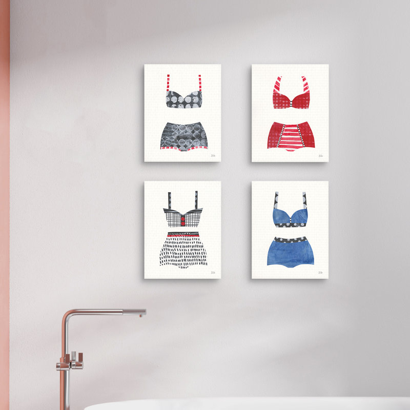 «Bathing Beauty I» par Melissa Averinos - Ensemble de 4 reproductions sur toile sans cadre