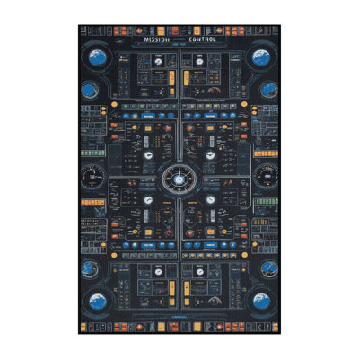 Machine Washable Space Black Area Rug