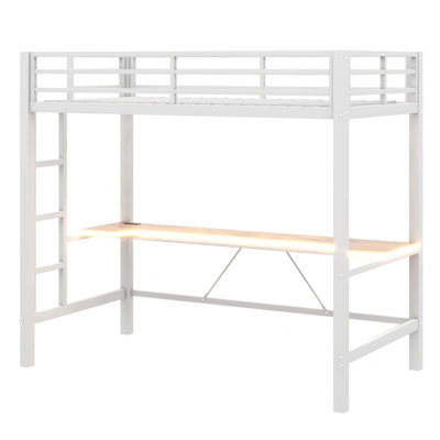 Base de lit mezzanine en métal avec lumière DEL, station de charge USB et bureau Gaming