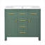Meuble-lavabo vert 36 po avec lavabo en céramique et 4 + 2 armoires - structure en bois massif et design moderne