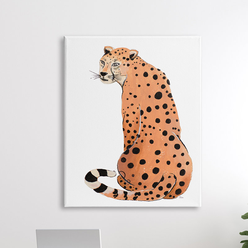 Chat de la jungle orange, taches audacieuses, animal de safari - peinture, H 40 po x l 30 po x P 1,5 po, Toile tendue