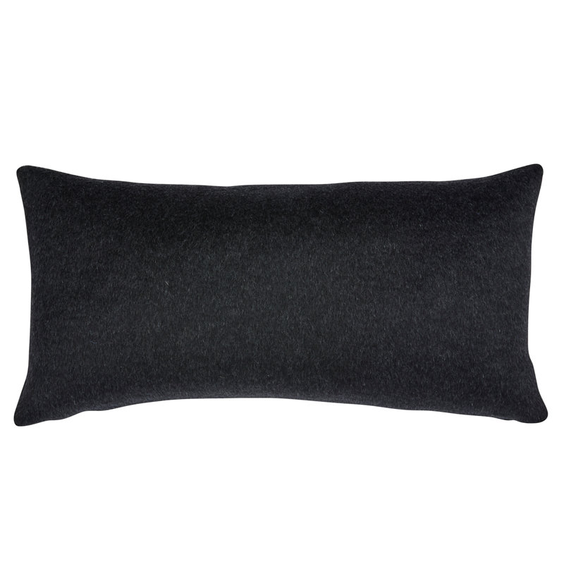 Dixon Mohair Lumbar Pillow, 12" H x 24" W, Black