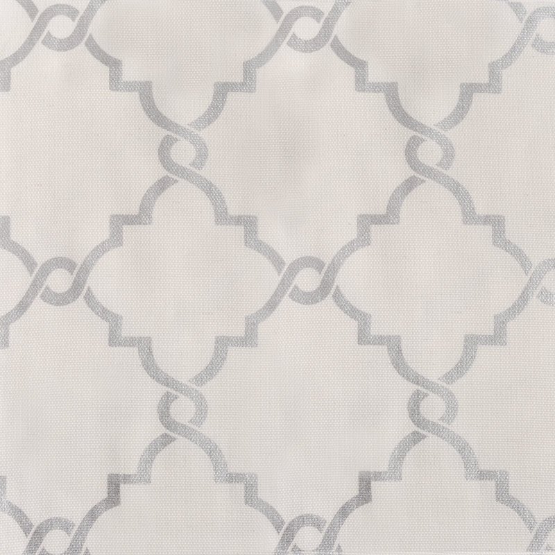 Cantonnière pour fenêtre simple à imprimé de frettes et tête à œillets Saratoga, Ivoire / Gris
