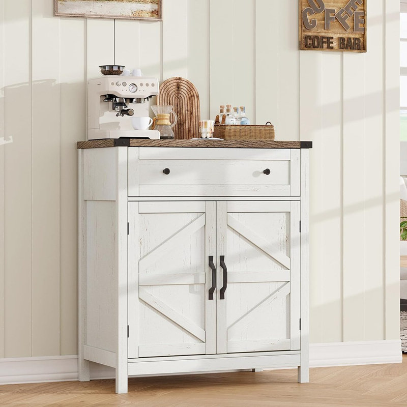 Armoire de rangement pour la cuisine, blanc - Buffet de bar à café avec tiroir pour la cuisine ou le salon