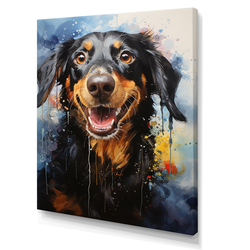 Teckel délice sur toile, Toile tendue, H 20 po x l 12 po x P 1 po