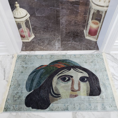 Gris charbon/beige/Tapis décoratif brun
