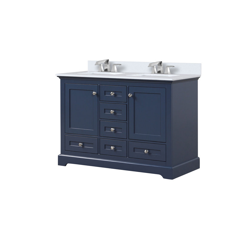 Meuble-lavabo double avec plateau en marbre de culture, Marine