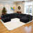 126" U-Shaped Compression Sectional For 9, Corduroy Cloud Couch, Black