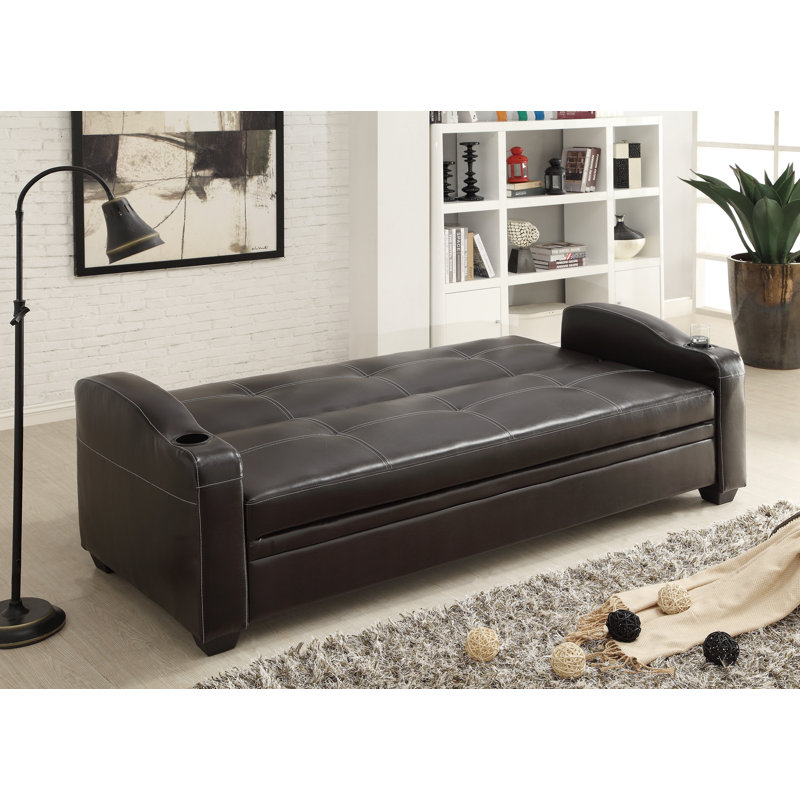Ferry 82.5'' Modern & Contemporary Elegant Lounger with Drop-Down Convertible Sleeper Function, Integrated Cup Holders in Armrests