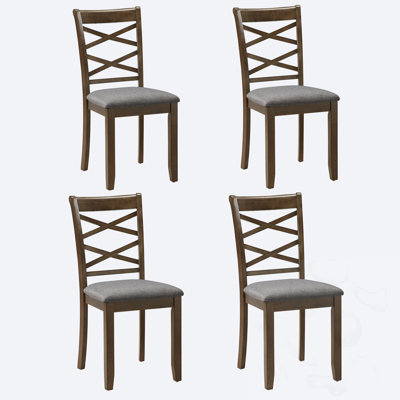 Chaises de salle à manger en bois avec siège rembourré (ensemble de 4)