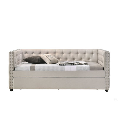 Beige Fabric Daybed W/Trundle (Overall Full)