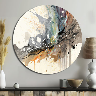 Jazz Rhythms In Shades Of Grey III - Abstrait rond, impression sur métal