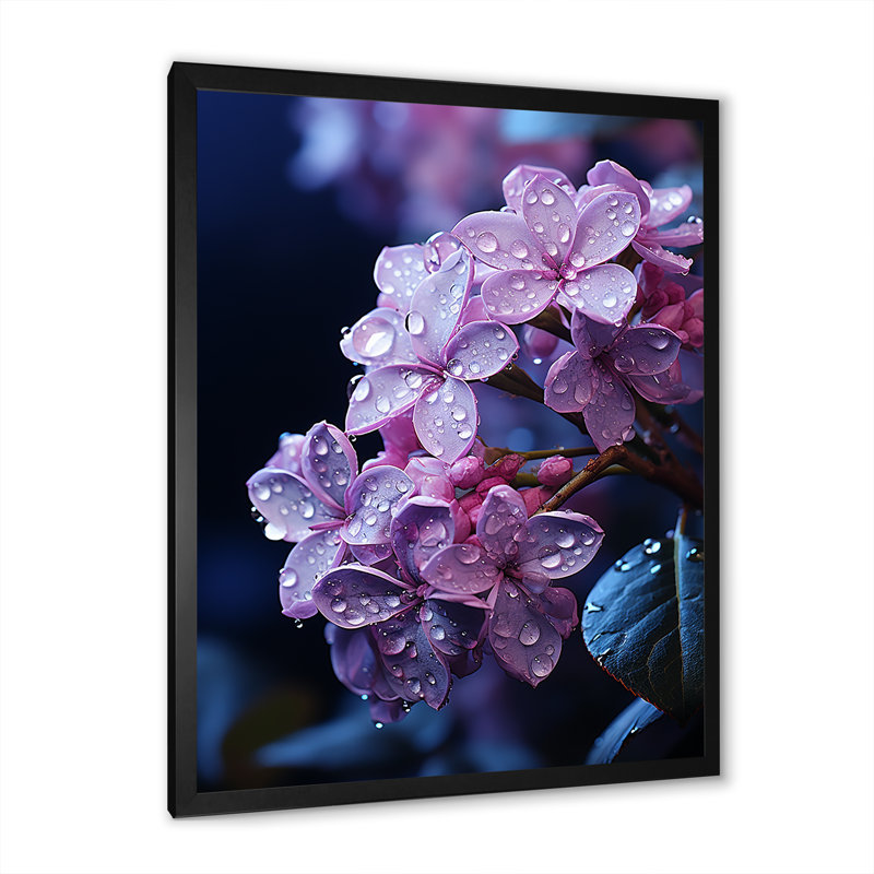 «Moonlit Lilacs Whisper Charm II», reproduction sur toile encadrée, Cadre simple noir, H 40 po x l 30 po x P 1,5 po