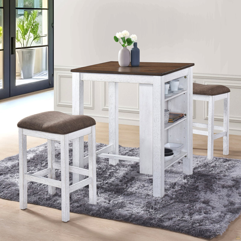 Ensemble de comptoir 3 pièces pour espace de rangement pour petit espace Design de ferme moderne Conception rétro facile à assembler