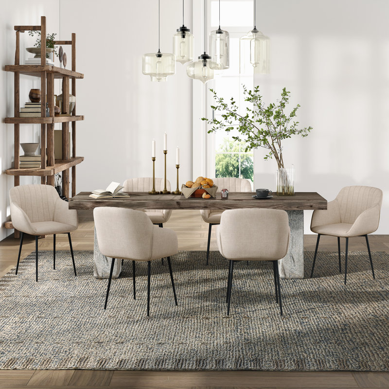 Ohio Upholstered Dining Chair, 6, Linen Beige