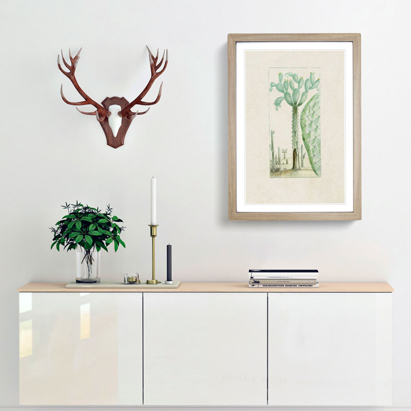 Cactus Illustration - Framed Print, 48cm H x 36cm W x 2cm D, Oak Framed