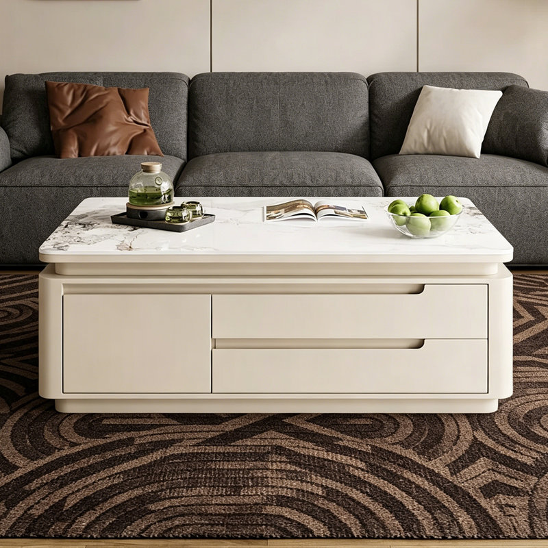 Table basse Minimalist, H 19,68 po x l 55,11 po x P 31,49 po, Gris / blanc cassé