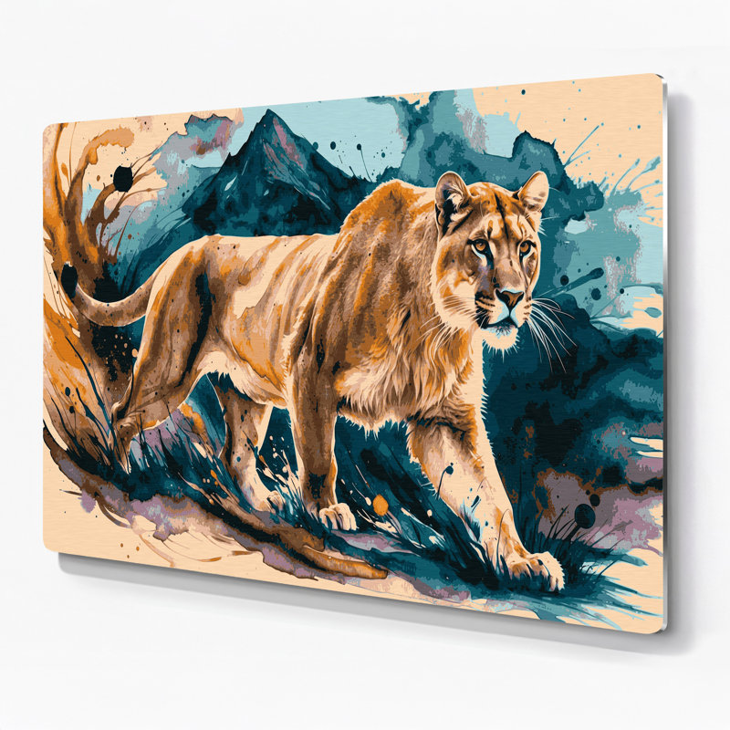 «Big Cats Mountain Mountain», art mural en métal brun