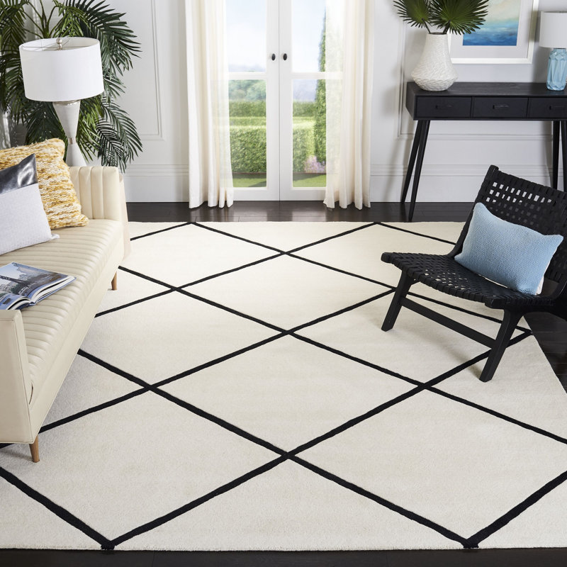 Teresita Hand Tufted Wool Geometric Rug, Rectangle 6' x 9'