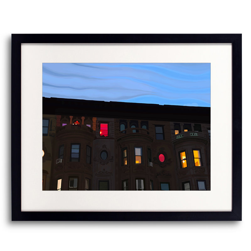 Row House At Twilight Print by Evan Sklar, Black Framed Paper, 16" H x 20" W