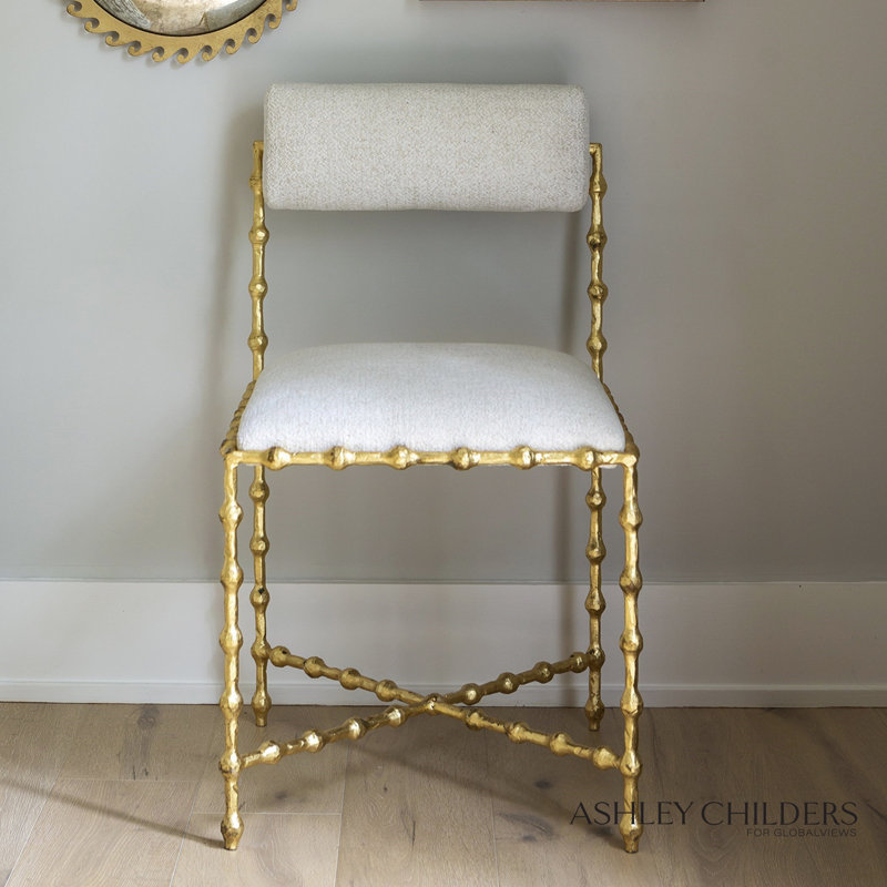 Elder Dining Chair-Leaf-Avoletta, Ivory, Gold