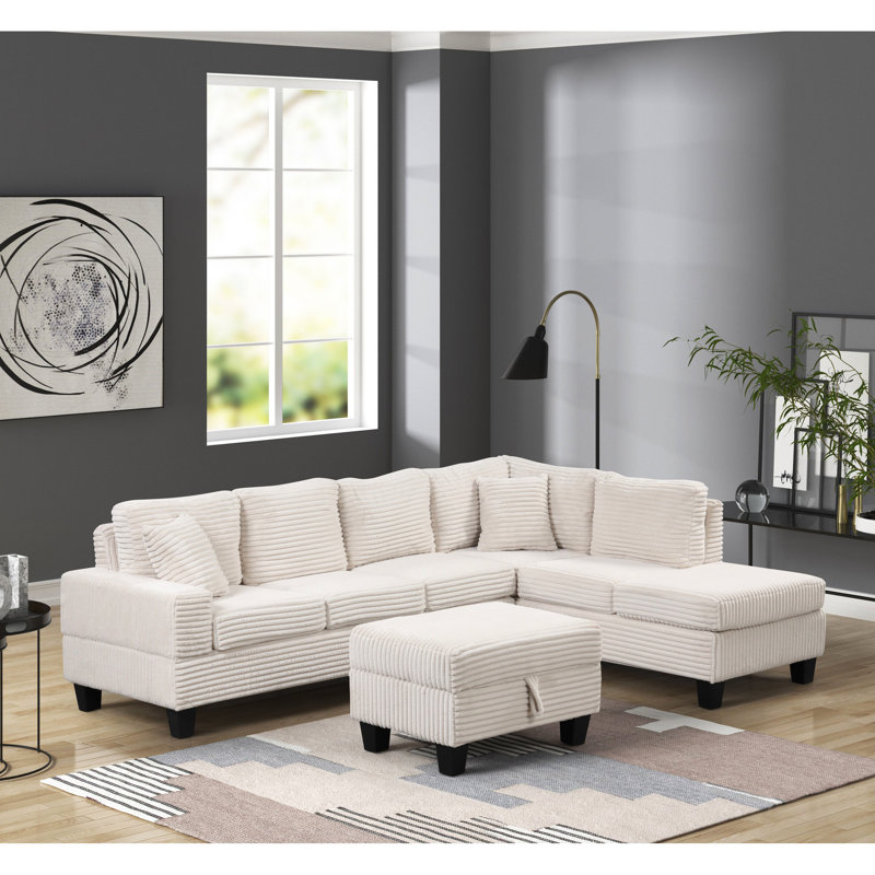 Canapé modulaire en velours gris avec coussins décoratifs et fonctionnels, Gris chenille