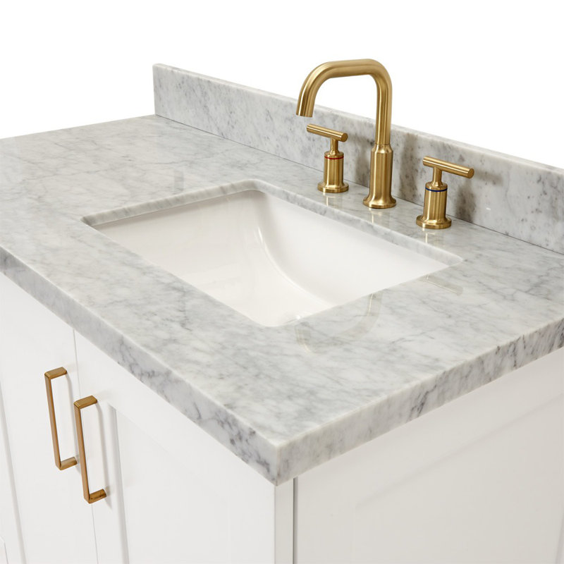 ARIEL TAYLOR 43 IN RIGHT OFFSET RECTANGLE SINK VANITY, White, Rectangle, Right